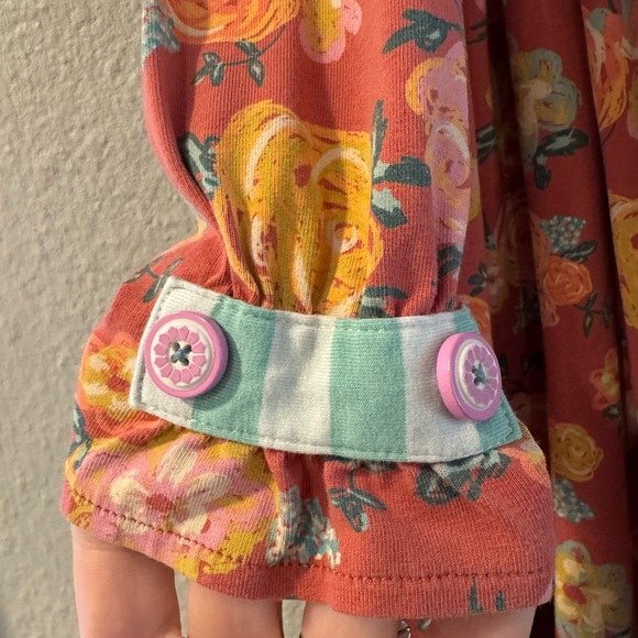 Matilda Jane Pink Floral Kids Dress with Green Ruffle sz 8 - Picture 9 of 10